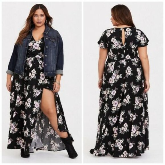 torrid Dresses & Skirts - Torrid Floral Challis Maxi Dress Wrap Skirt H10212